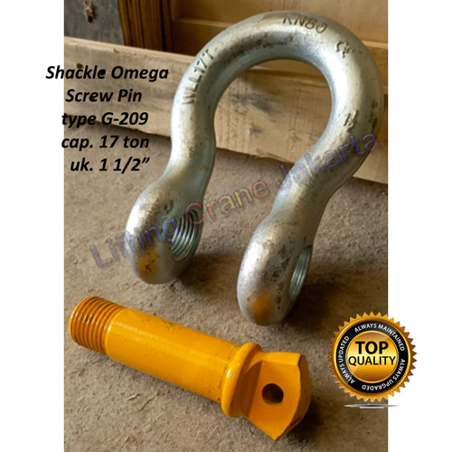 Bow Shackle Omega G209 17 Ton - 1-1/2" Segel Screw Pin