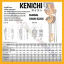 KENICHI Chain Block Takel Manual 5 Ton 10 METER "JAPAN"