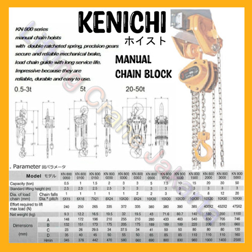 KENICHI Chain Block Takel Manual 0,5 Ton 3 METER "JAPAN"