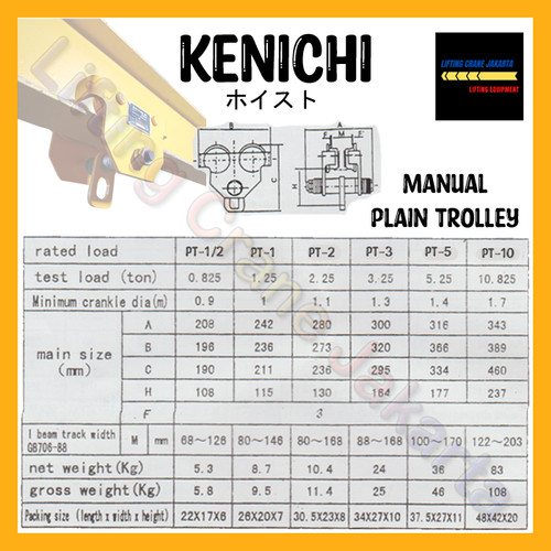 KENICHI Plain Trolley Manual Troli 2Ton / 2000Kg "JAPAN"