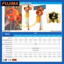 Electric Chain Hoist 3 Ton x 6 meter with motor trolley FUJIMA Japan