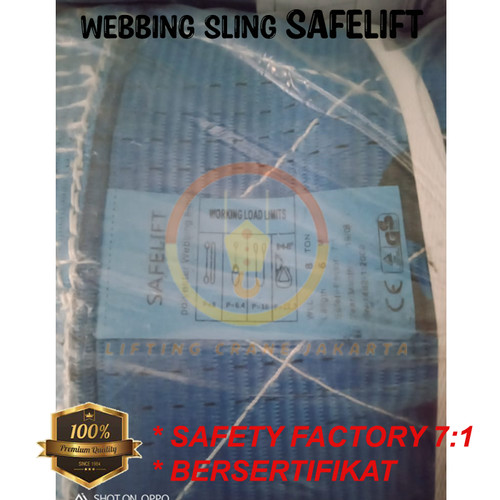 Webbing Sling Belt / Tali Angkat 8 Ton x 10 Meter SAFELIFT Double Ply
