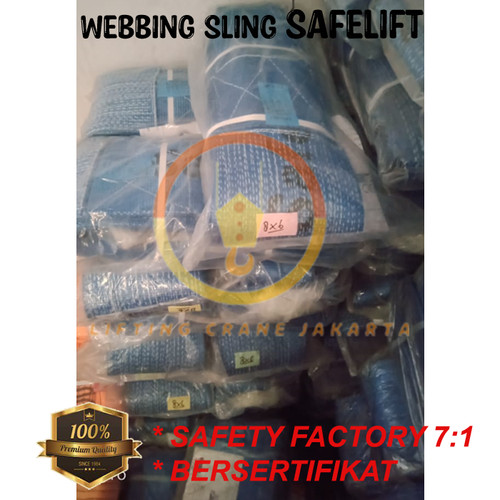 Webbing Sling Belt / Tali Angkat 8 Ton x 10 Meter SAFELIFT Double Ply