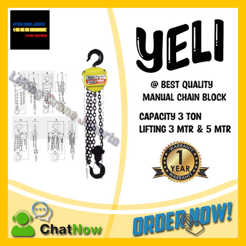 Chain Block manual Hoist Capacity 3 TON YELI