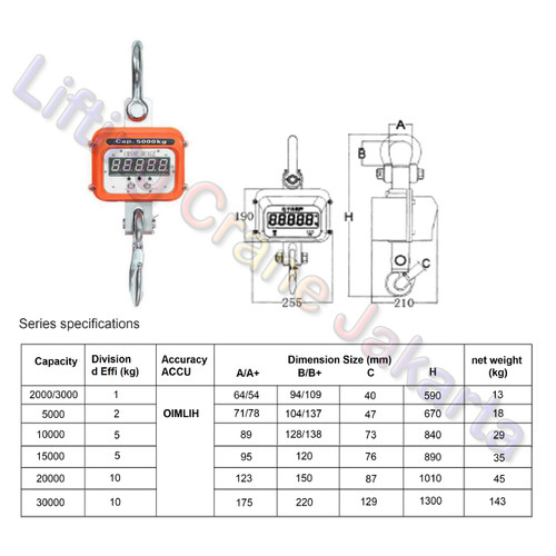 Digital Crane Scale Timbangan Digital Gantung Cap 10 Ton Model LS - XY