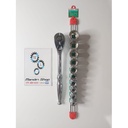 PAKET KUNCI SHOCK SET KTC 10 PC KEMBANG 6 DAN RATCHET SQUARE 1/2 08-24