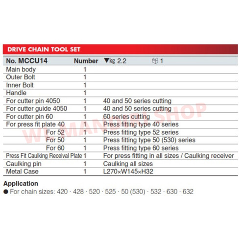 DRIVE CHAIN TOOL SET KTC MCCU 14