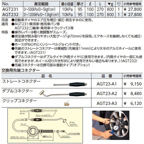 TIRE AIR GAUGE / ALAT ISI ANGIN KTC AGT231