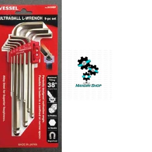 Vessel 9 Pcs, 1.5 - 10 Mm Kunci L Set Panjang Ultraball - 8409bp