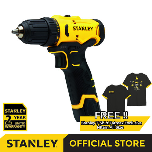 Stanley Cordless Drill Driver / Bor Impact Baterai 2.0Ah 12Volt SCD10D2K