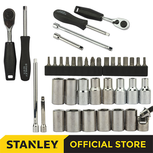Stanley Socket Metric Set w/ Plastic Case SQ 1/4" 6pts 35pcs 89-033-1