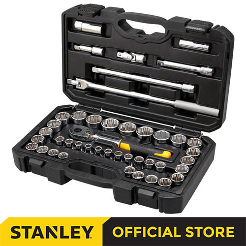 Stanley Socket Metric Set w/ Metal Case SQ 1/2" 12pts 43pcs STMT45505
