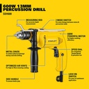 Stanley Impact Drill With Mechanic Set 120pcs / Bor Tembok 600Watt SDH600KM