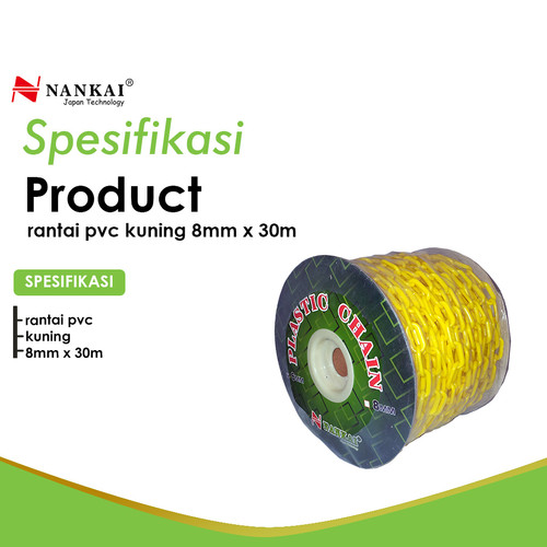 RANTAI PVC 8 MM X 30 METER WARNA KUNING NANKAI