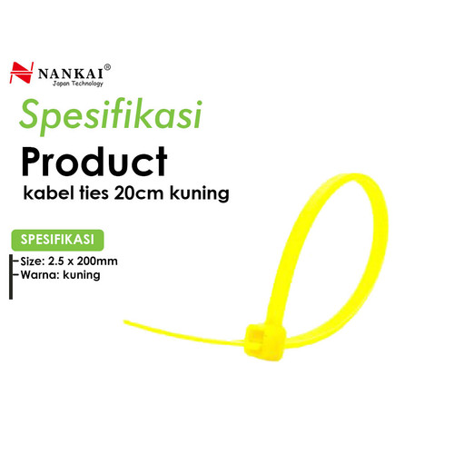 Kabel Ties Kuning ukuran 20 cm - isi 100 pcs Nankai
