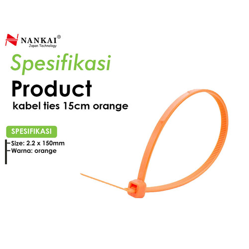 Kabel Ties Orange ukuran 15 cm - isi 100 pcs Nankai