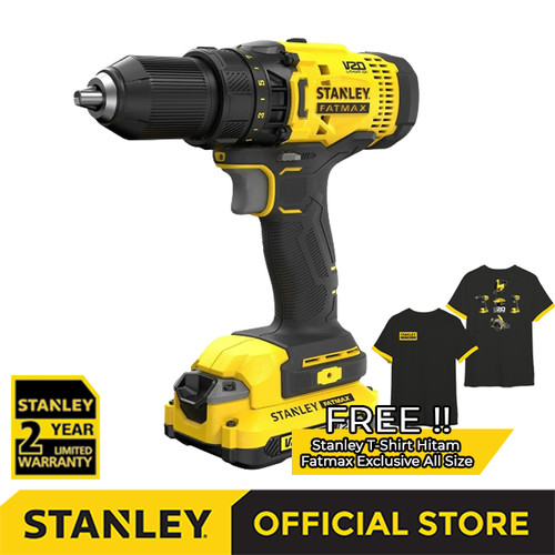 Stanley Cordless Drill Driver / Bor Obeng Baterai 20V 2.0Ah SCD700D2K
