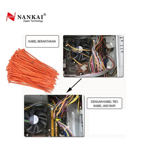 Kabel Ties Orange ukuran 25 cm - isi 100 pcs Nankai