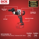 DCK KDJZ03-13 Cordless Brushless Driver / Hammer Drill / Mesin Bor Tembok Battery 13mm