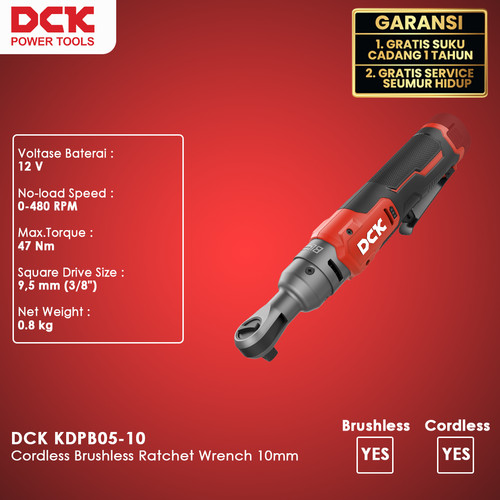 DCK KDPB05-10  Cordless Brushless Ratchet Wrench / Kunci Pas Ratchet Battery 10mm