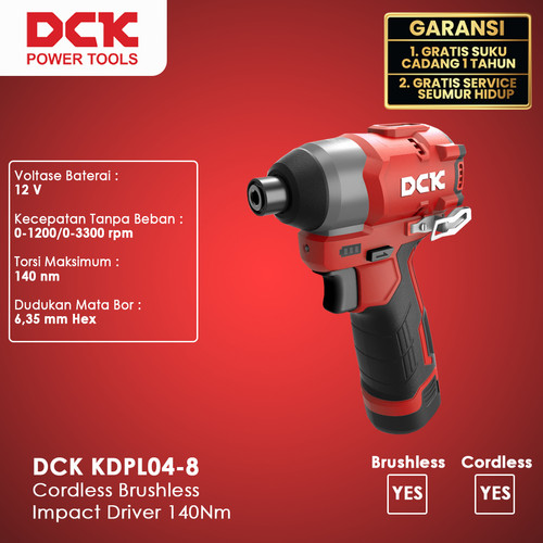 DCK KDPL04-8EK Cordless Brushless Impact Driver 140Nm