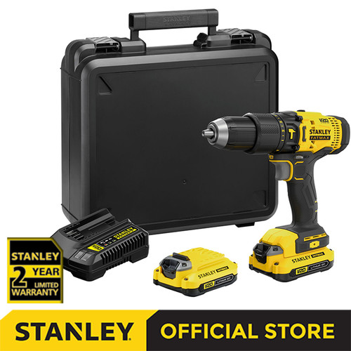 Stanley SCD711C2K 20V 1.5Ah Cordless Hammer Drill Free STA7221 16 pcs