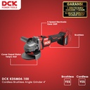 DCK KDSM04-100 Cordless Brushless Angle Grinder / Mesin Gerinda Battery 4 inchi