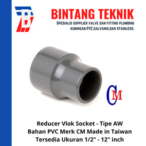 Reducer Sok / Vlok Sok 2 1/2" x 2" PVC AW Merk CM Taiwan
