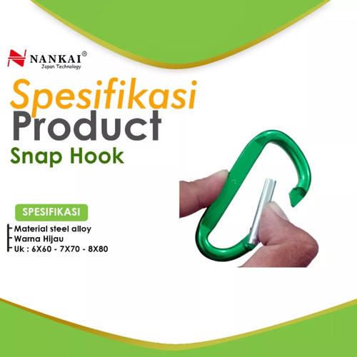 Gantungan Kunci Carabiner 8x80(5pcs) Hijau Nankai