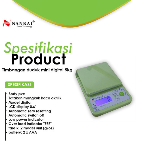 Timbangan Duduk Mini Digital 5kg Nankai