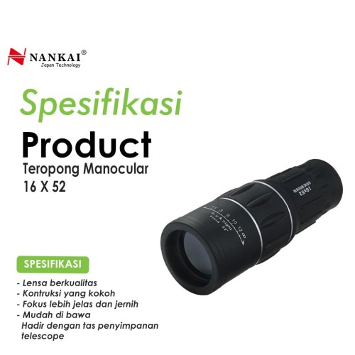 Teropong Monocular Fokus Zoom Lensa Nankai