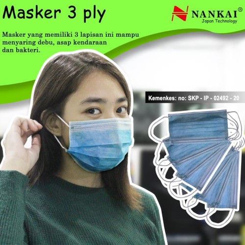 Masker 3 Ply + Izin Kemenkes (Isi 50 Pcs)