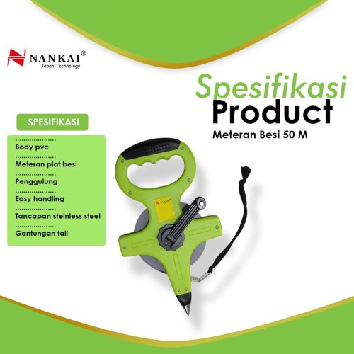 Meteran Tancap Plat Besi 50 Meter Nankai