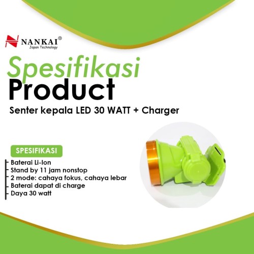 Senter Kepala LED 30 Watt + Charger