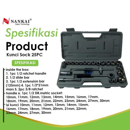 KUNCI SOCKET SET 25 PC NANKAI