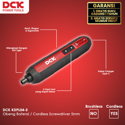 DCK KDPL04-5E Obeng Baterai / Cordless Screwdriver 5mm