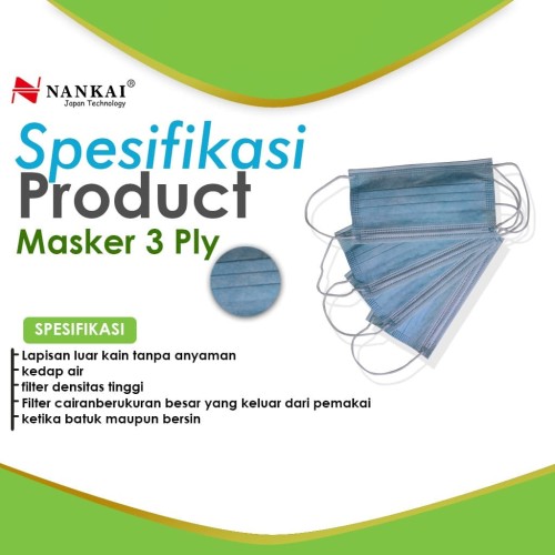 Masker 3 Ply + Izin Kemenkes (Isi 50 Pcs)