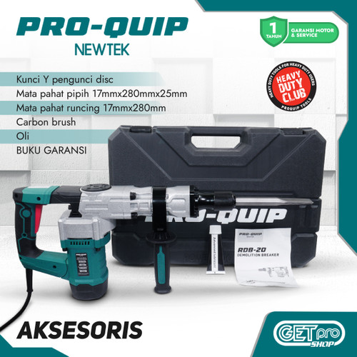 PRO-QUIP NEWTEK Mesin Bobok Beton Mesin Jack Hammer 20 Joule Demolition Breaker RDB20