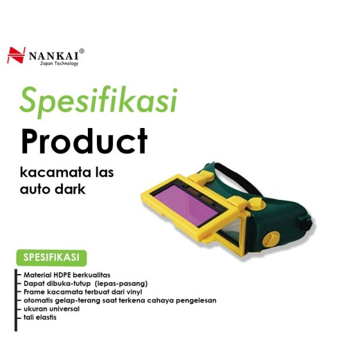 Kacamata Safety Las Buka Tutup Auto Dark Nankai