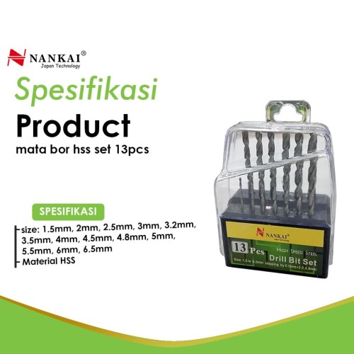 Mata Bor Besi HSS Set 13 Pcs Nankai