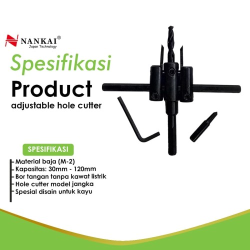 Mata Bor Kayu Jangka / Adjustable Circle Hole Cutter Nankai