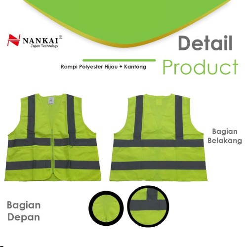 Rompi Safety Proyek / Pengaman Polyster Kantong Hijau Nankai