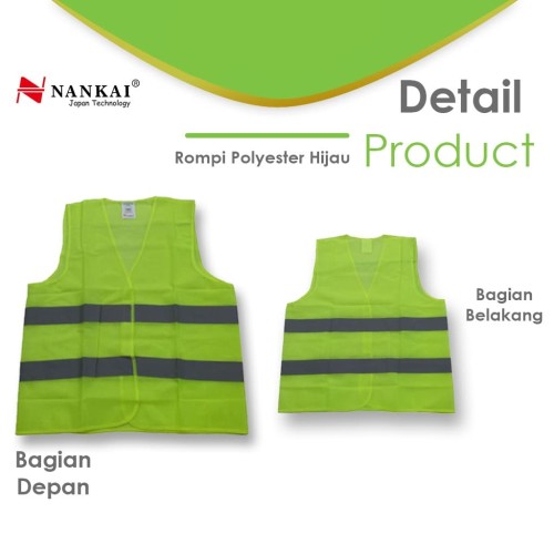 Rompi Safety Proyek / Pengaman Polyster Hijau Nankai