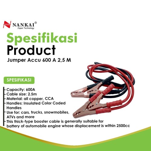 Nankai Kabel Aki / Jumper Aki / Jumper Accu 600A 2.5M