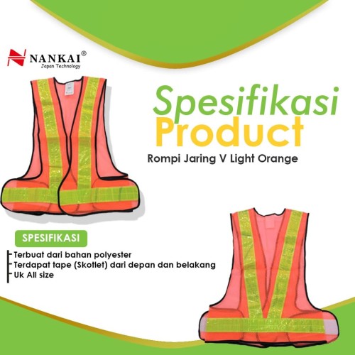 Rompi Safety Proyek / Pengaman Jaring V Orange Nankai