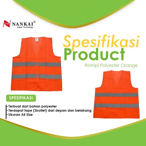 Rompi Safety Proyek Pengaman Polyster Orange Nankai