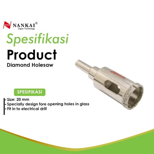 Nankai Mata Bor Pembolong Kaca / Diamond Holesaw 20mm