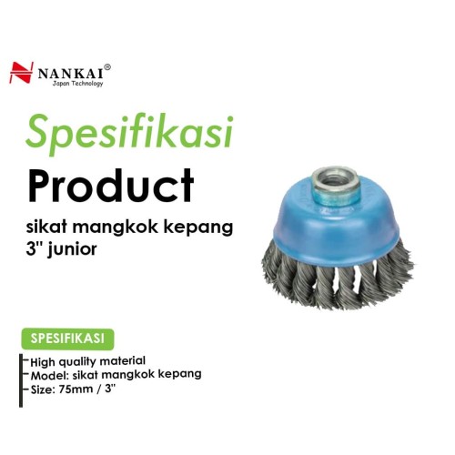 Junior Sikat Kawat Mangkok Kepang 3"