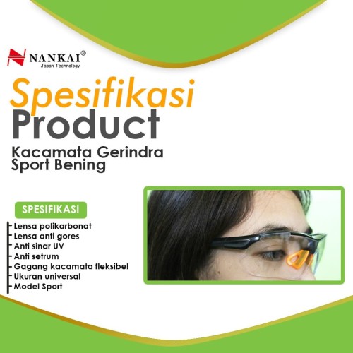 Kacamata Safety Gerinda / Las Sporty Bening Nankai