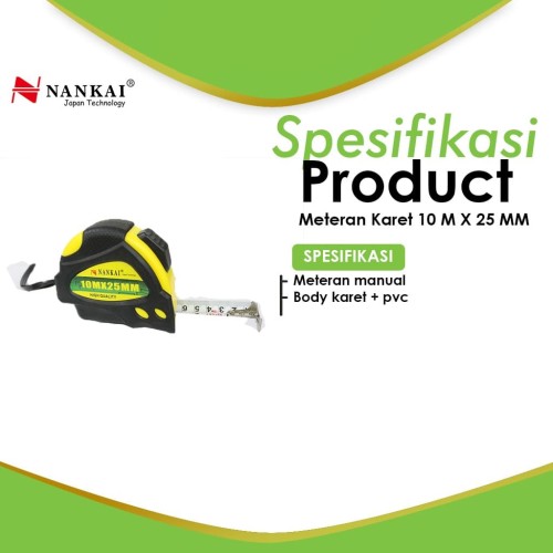Nankai Meteran Manual Karet 10m x 25mm